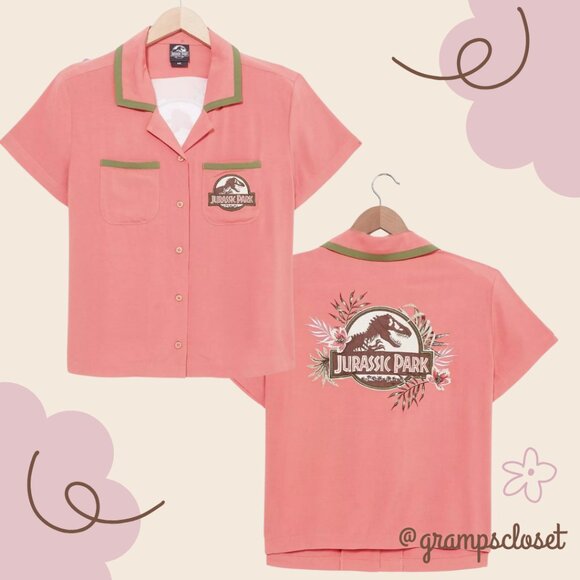 Jurassic Park Slightly Cropped Logo Button Up - Picture 1 of 4